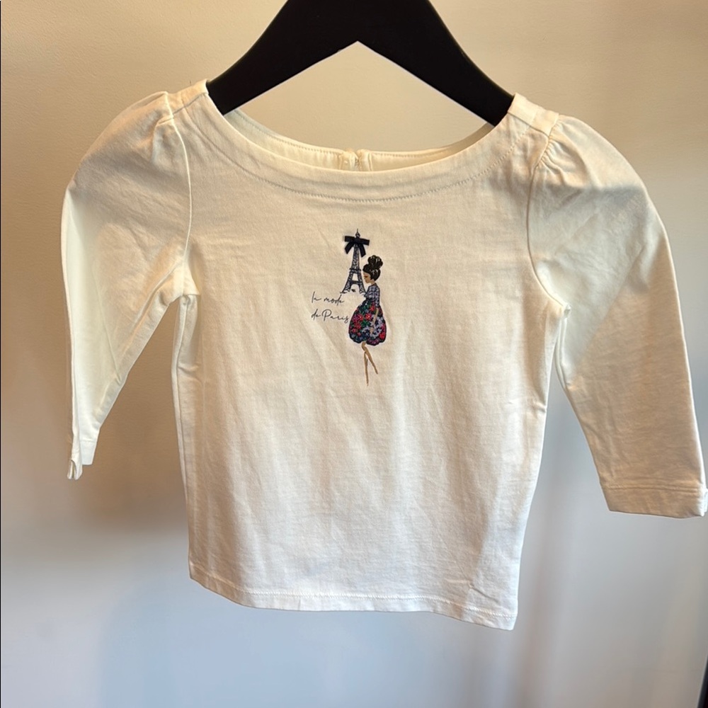 Janie and Jack girls size 4 Paris Graphic 3/4 Top